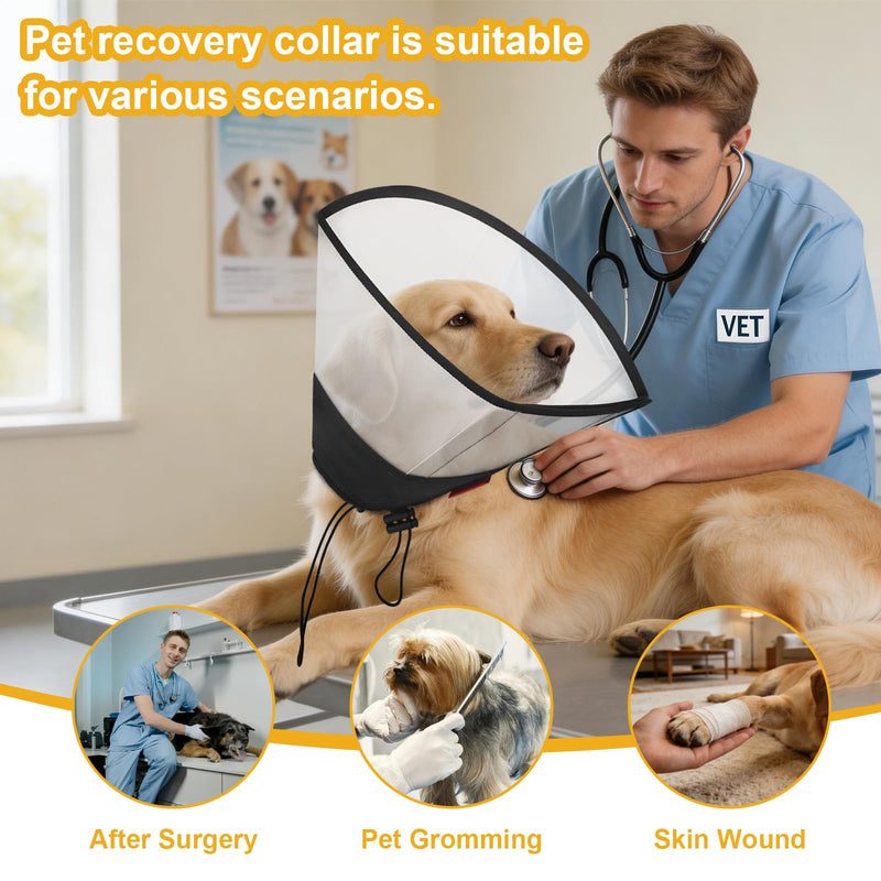Plastic Dog Recovery Cone Collar, Soft Comfortable Breathable Post-Surgery Pet Cone, Escape-Proof & Easy Clean, Prevents Licking Wounds, Waterproof & Adjustable XL (Neck 17.3"-21.2") XL(Neck 17.3"-21.2")