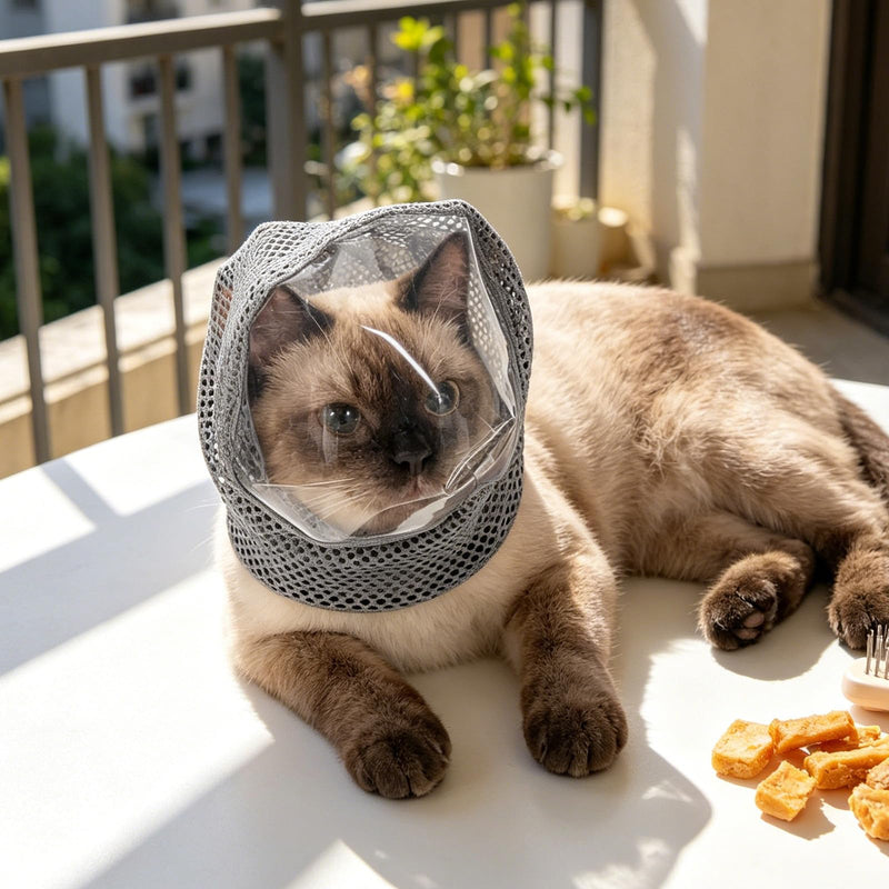 Toyvian Soft Breathable Fabric Cat Grooming Mat with Mesh Structure for Kittens and Pets, with Clear Viewing Window for Bathing and Brushing