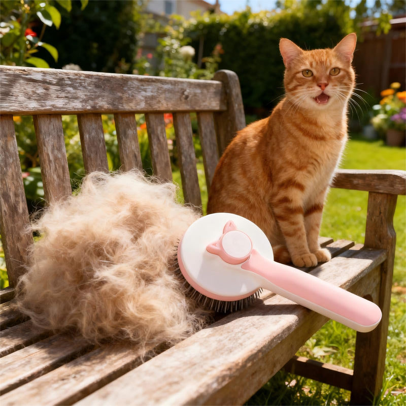 Cat Brush for Shedding & Grooming - Self-Cleaning Deshedding Tool Professional Dog Brush for Short/Long Hair, Indoor Cats Brush with Tangle-Free Control, Gentle on Kittens & Sensitive Skin (Gray) Gray - PawsPlanet Australia