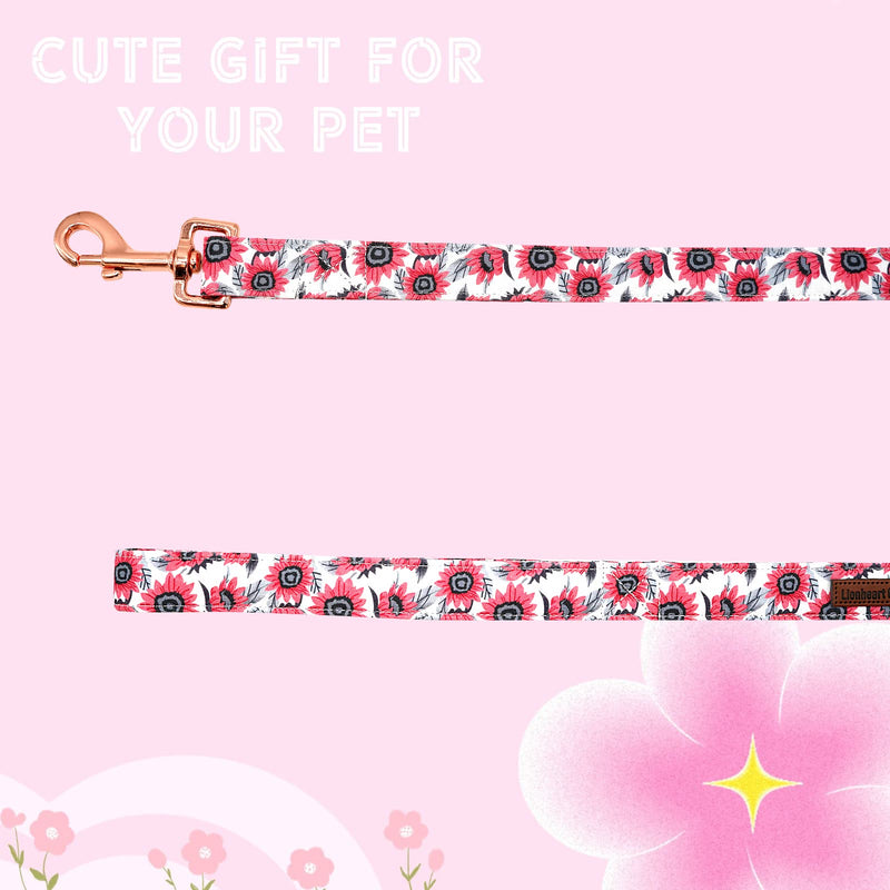 Lionheart glory Strong Dog Leash Pink Sunflower Girl Durable Dog Leashes with Comfortable Soft Handle for Small Medium and Large Girl Dogs Medium (Pack of 1） - PawsPlanet Australia