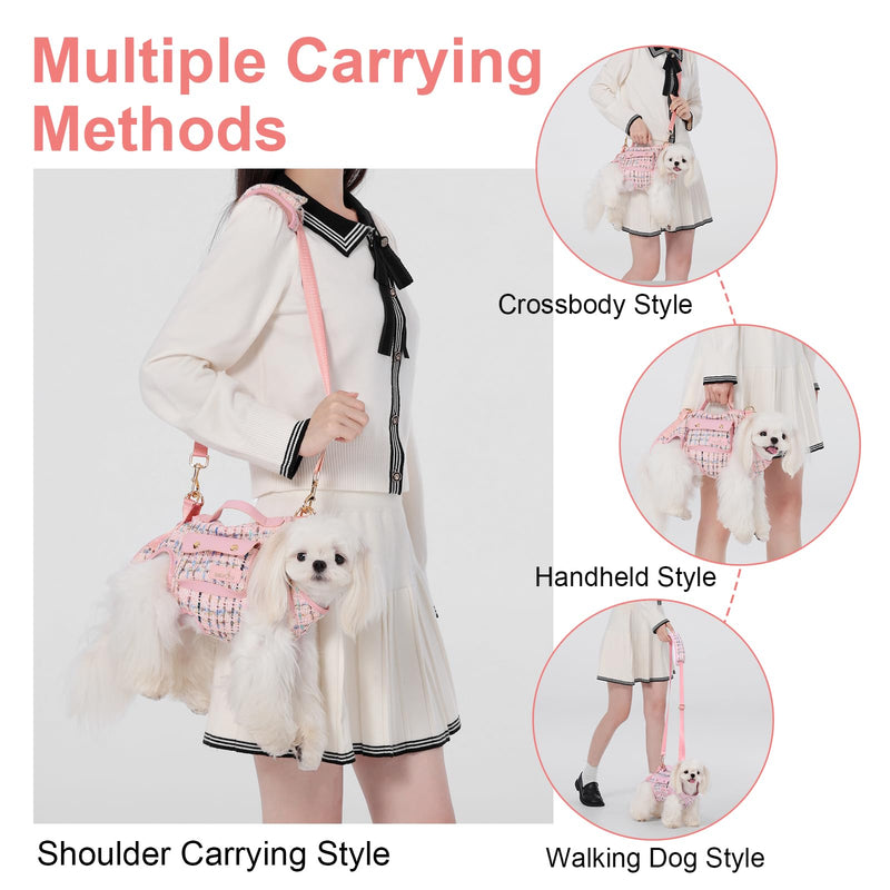 Dog Lift Harness Dog Carrier Dog VES Harness Adjustable Dog Leash with Small Puppy Treat Bag?Pink,XS? X-Small(2-5 LBS) 2.0 Pink - PawsPlanet Australia