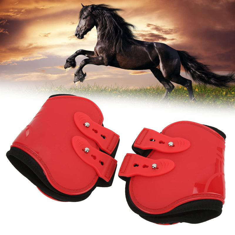 2 Pcs Horse Shin Guards, PU Material Red Horse Hind Leg Shin Guards Shell Adjustable Neoprene Horse Leg Guard for Equestrian Show Horse Jumping
