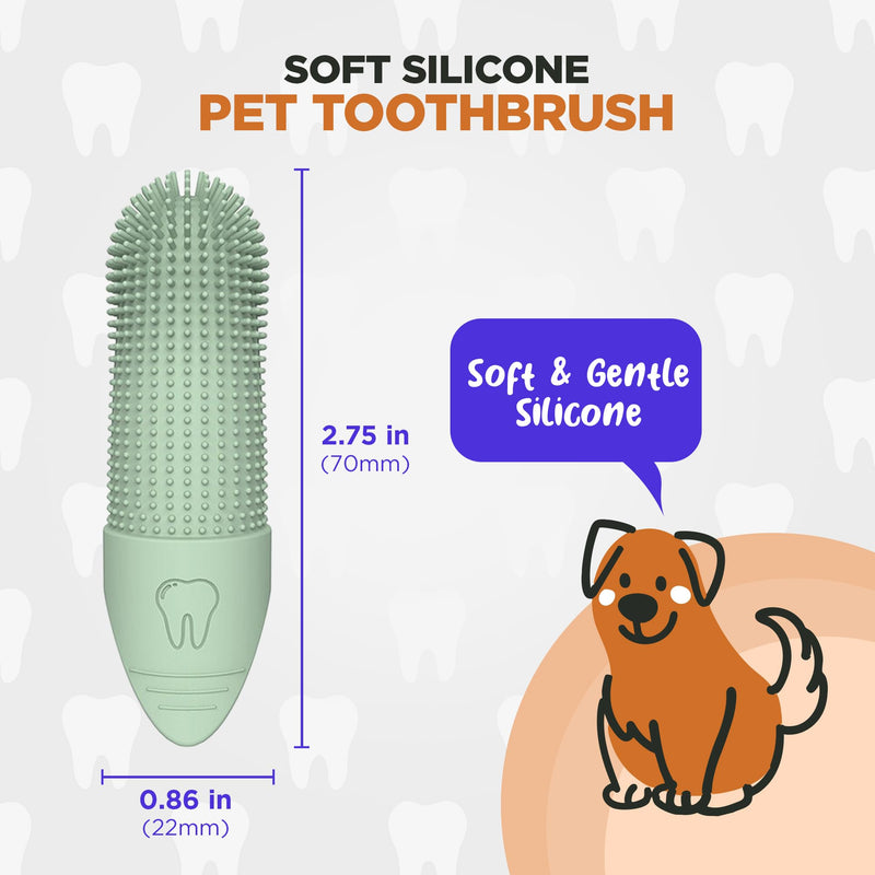 Jack & Milo 2-Pack Soft Silicone Pet Toothbrush – Gentle Finger Toothbrush for Small Dogs, Puppies & Cats – Safe Oral Care for Baby Pets – Promotes Healthy Teeth & Gums – Orange & Blue Orange/Blue