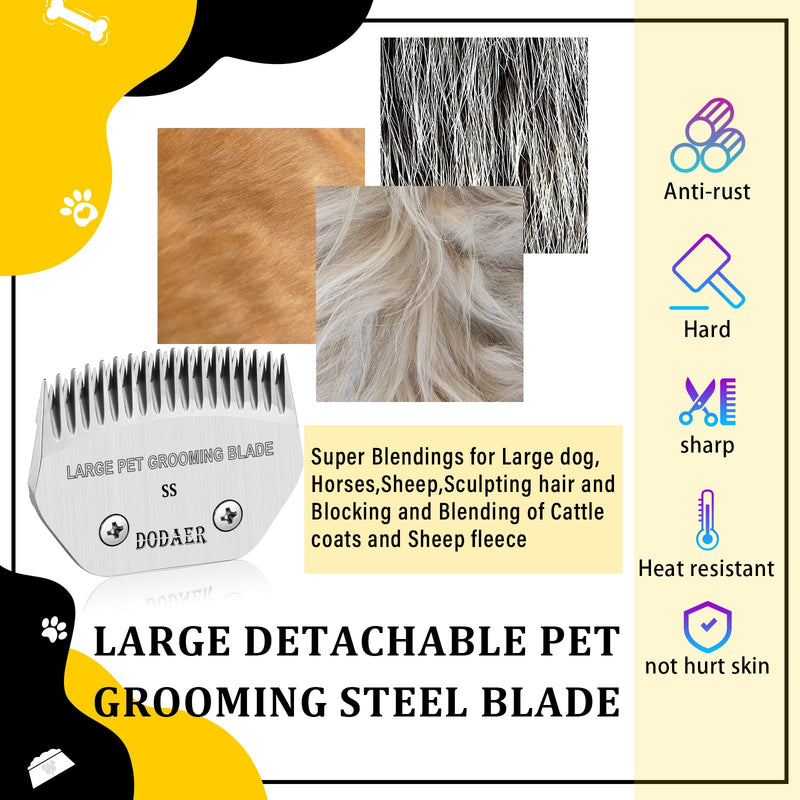 Large Detachable Pet Dog Grooming Steel Blade,Compatible with Andis Super Blending,Oster A5,Wahl KM10 Series Clippers for Large Dog,Horses,Sheep，Cut Length 1/50" - PawsPlanet Australia