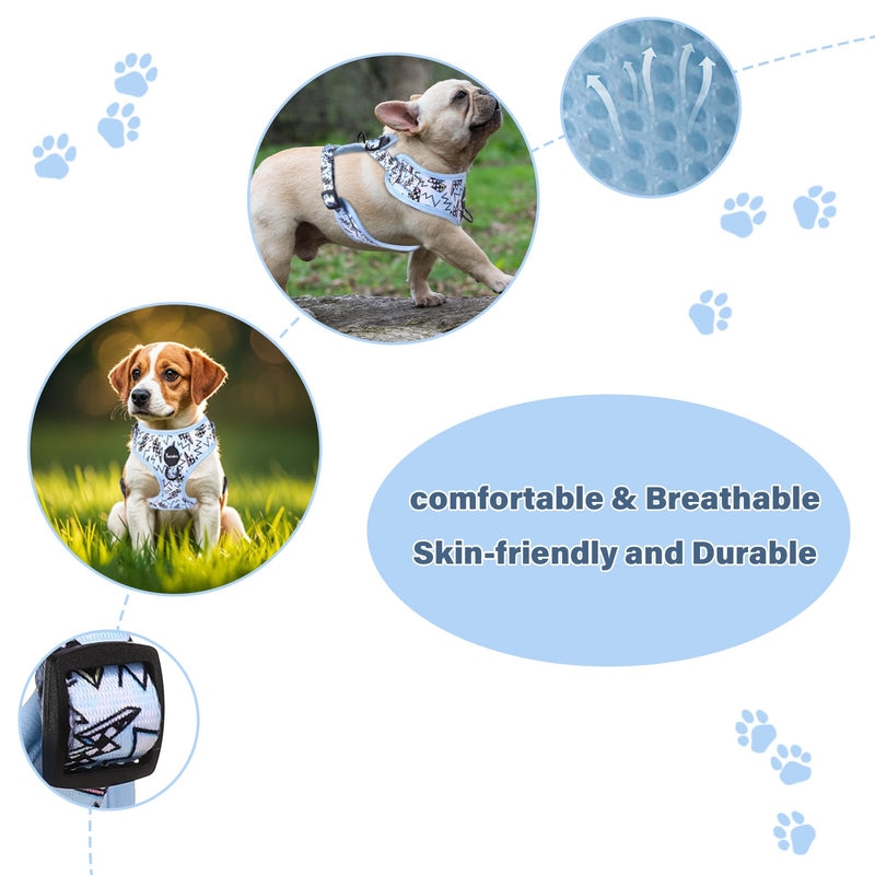 Petmolico Dog Harness and Leash Set Soft Mesh Small Dog Harnesses Vest No Pull Dog Vest Puppy Harness and Leash Set Training(Blue, Medium) - PawsPlanet Australia