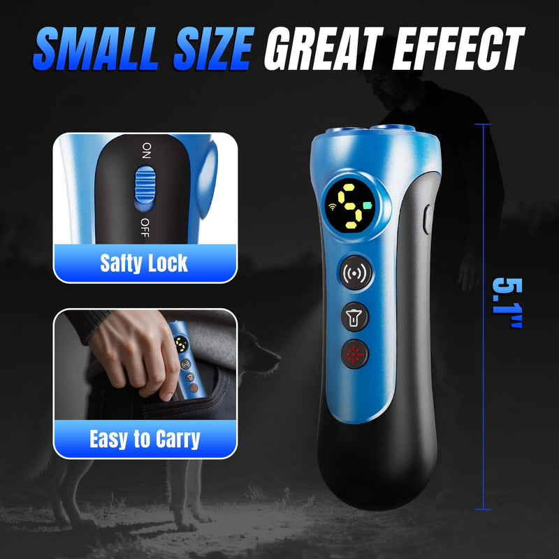 Dog Bark Deterrent Device - 3X Ultrasonic Anti-Bark Device with 5 Adjustable Levels, 30ft Range for Indoor/Outdoor Use Rechargeable & Portable for Your or Neighbor's Dog with Flashlight (Blue) Blue - PawsPlanet Australia
