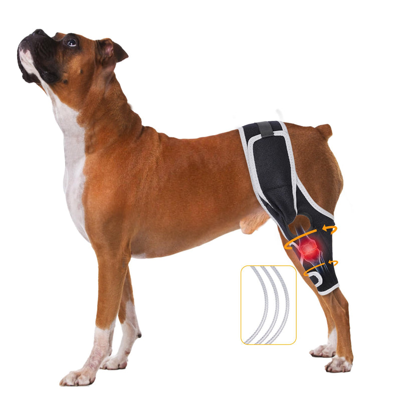 Dog Knee Brace for Acl and Ccl Injuries – Adjustable Support with Metal Stabilizers – Helps with Joint Pain, Surgery Recovery, and Mobility for Front or Hind Legs-L L Blck
