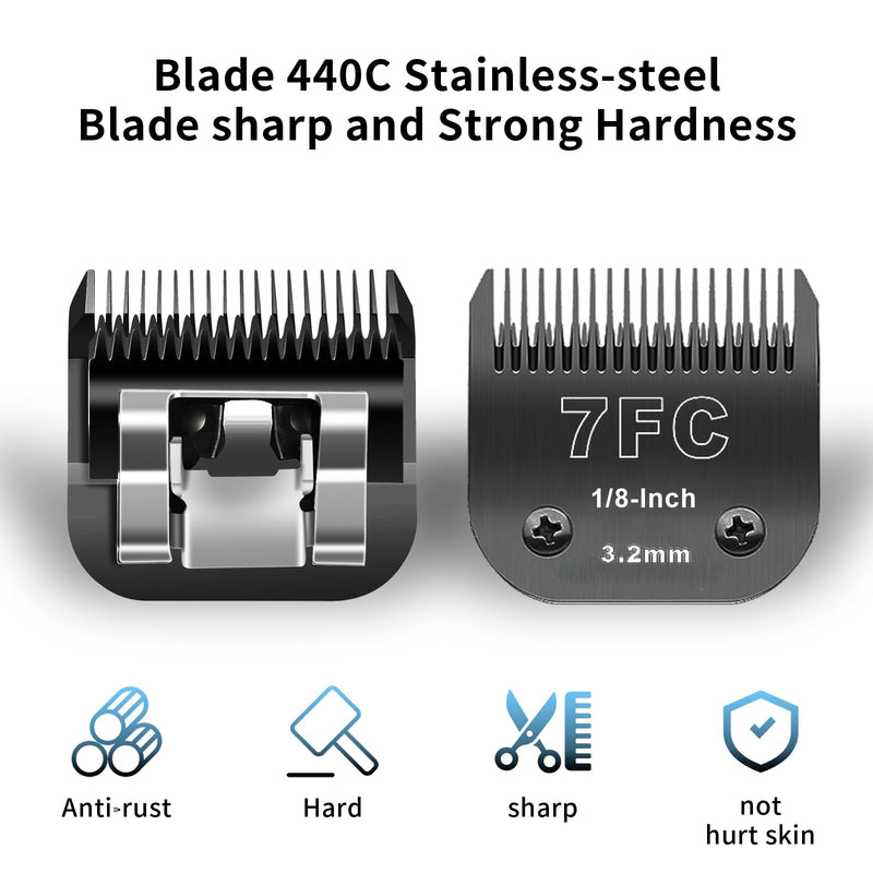 7FC+5FC+4FC Black Detachable Pet Dog Grooming Clipper Stainless Steel Blades Set,Compatible with Andis,Oster A5,Wahl KM10 Series Clippers,3 Pack 7FC+5FC+4FC - PawsPlanet Australia