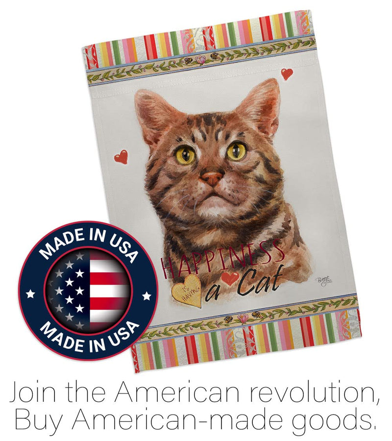 Breeze Decor American Short Hair Happiness House Flag Pack Cat Kitten Meow Spoiled Paw Fur Pet Nature Farm Animal Creature Support Our Troops Banner Small Garden Yard Gift Double-Sided, Made in USA - PawsPlanet Australia