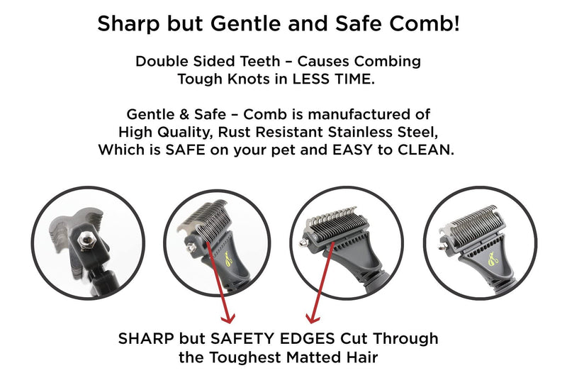 Hertzko Demat & Shine Bundle - Pet Brush - Purple - All Hair Types - Detangle, Undercoat Removal, Cleaning - Pet Owners (Dogs and Cats)
