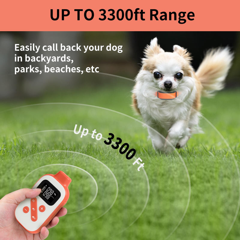 PaiPaitek Vibrating Dog Collar No Shock, 3300ft Waterproof Vibration Collar for 2 Dogs, No Shock Dog Training Collar with Remote for 5-120 lbs All Breeds, Safe and Humane PD523V-2 Orange - PawsPlanet Australia