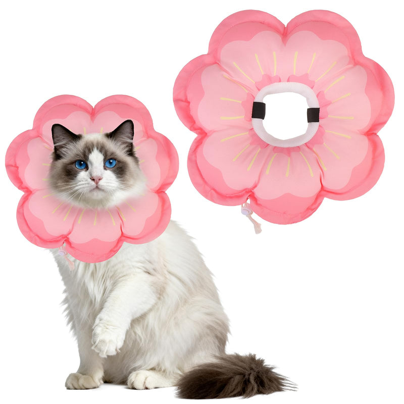 EXPAWLORER Cat Cone Collar Soft, Cat E Collar Recovery After Surgery to Stop Licking, Adjustable Waterproof Cute Neck Elizabethan Pet Kitten Puppy Donut Pillow for Cats Puppy Wound Healing, PinkM Medium Pink