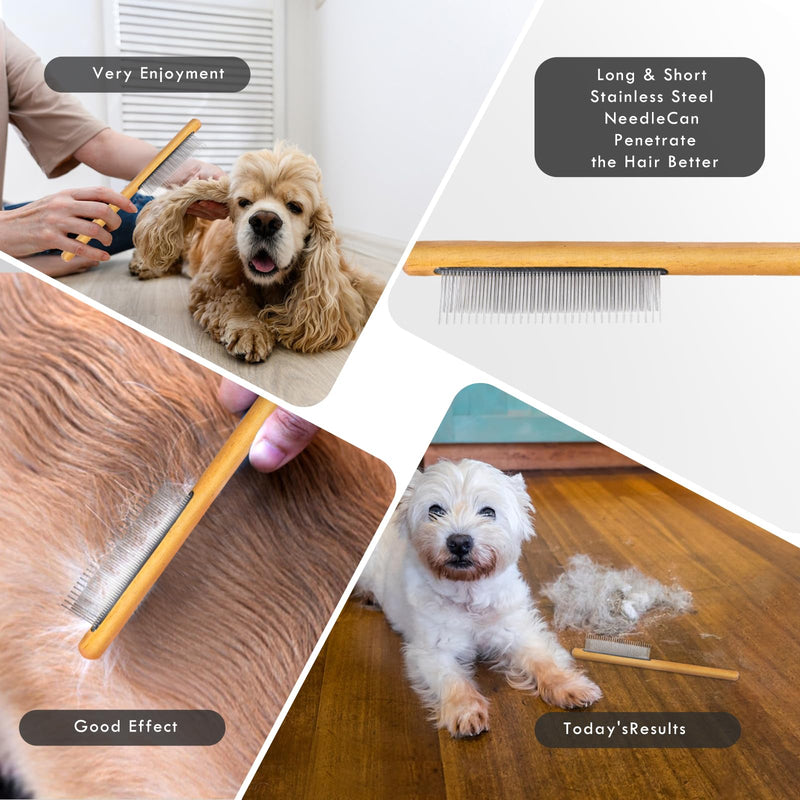 Dog Slicker Brush for Dogs, Long Hair Doodle Brush, Wooden Dog Brush Grooming Tools for Cockapoo Poodles Goldendoodles, Labradoodles, Large Long Pins and Pet Comb, Black - PawsPlanet Australia