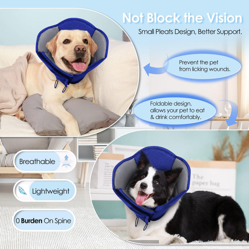 AOFITEE Dog Cones for Medium Dogs, Soft Dog Cone Collar for Dogs After Surgery, Adjustable Dog Recovery Collars & Cones, Breathable Elizabethan Collar for Dogs to Prevent Licking Wounds Blue - PawsPlanet Australia