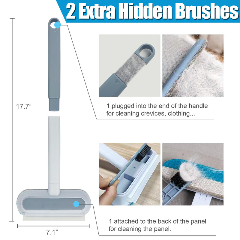 Pet Hair Removal Tool 2 Pieces, Dog and Cat Hair Remover for Couch Carpet Furniture, 4 in 1 Multifunctional Pet Hair Removal Broom, Cleaning Brush for Window Tile, Reusable Washable - PawsPlanet Australia