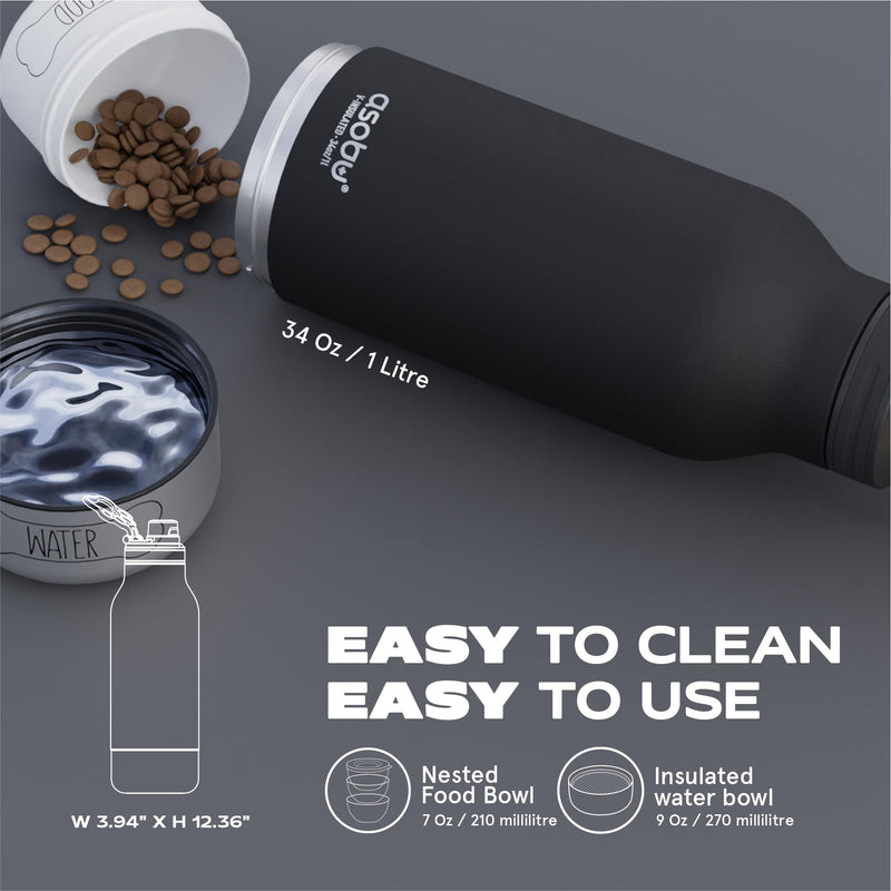 asobu Buddy Bottle a Stainless Steel Insulated Water Bottle for with Removable Dog Water Bowl and Dog Food and Treat Storage Bowl (Pastel Green, 34 Oz) - PawsPlanet Australia