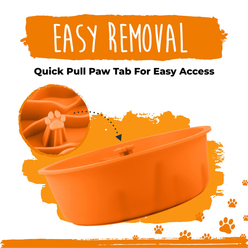 Mighty Paw Slow Feeder Dog Bowls | Interactive Dog Bowl Slow Feeder - Silicone Dog Puzzle Feeder Insert - Dog & Cat Slow Feeder Bowl - Medium Dog Slow Feeder Bowl for All Sized Breeds! (7" x 2") Orange - PawsPlanet Australia