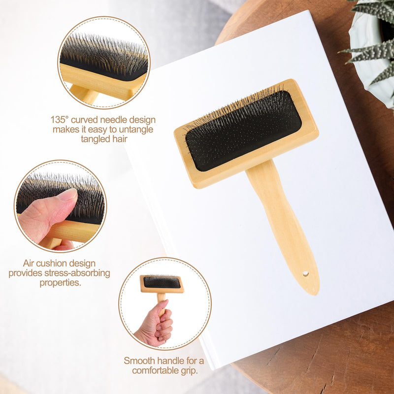 sourcing map 2 Pcs Wool Carder, Hand Carding Brush 2 Medium Wooden Pet Grooming Tool for Needle Felting Pet Grooming Weaving Craft Supplies, Black, Wood Color - PawsPlanet Australia