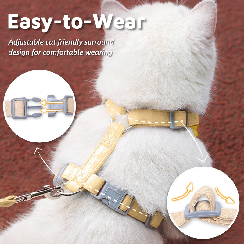 Escape-Proof Cat Harness and Leash Set - Adjustable and Comfortable - Ideal for Walking Cat Outdoors - Fits Small Dogs, Kittens, Medium, and Large Cats (Yellow, XS) Yellow - PawsPlanet Australia