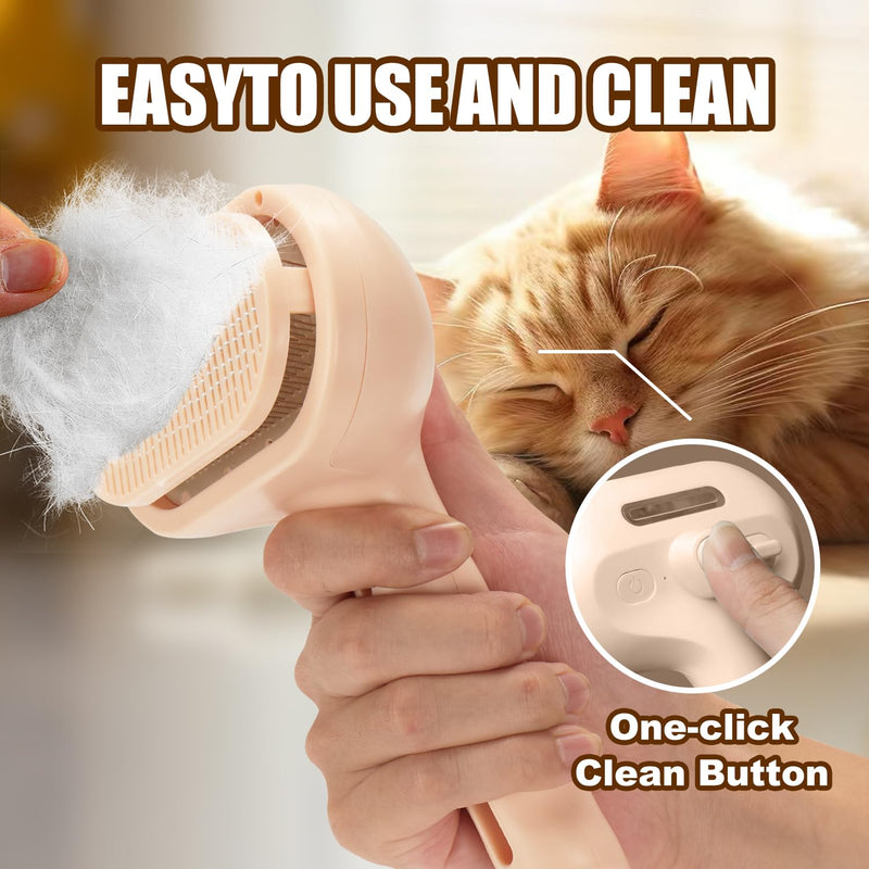 3-in-1 Pet Steam Brush, Grooming Comb with Water Tank for Cats and Dogs, Long and Short Hair (Pink) Pink - PawsPlanet Australia