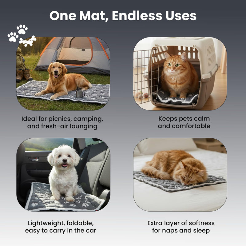 PetMat in Charcoal Harbor Mist | Organic Cotton Crate Pad for Small Dogs & Cats | Reversible & Seamless | Soft 3D Knit | Washable Pet Mat | Stylish 16x24 Pad for Crates & Nurseries 16X24 In - PawsPlanet Australia