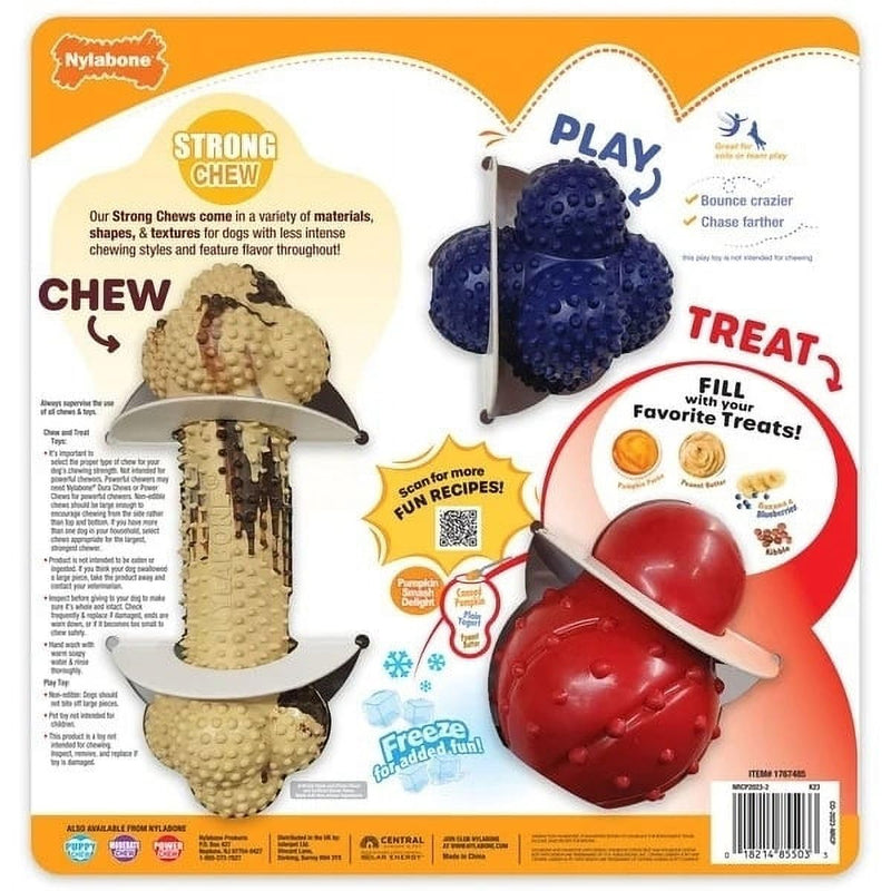 Nylabone Super Tough Rubber Strong and Fun Chew Toy Variety Pack 3 Count - PawsPlanet Australia