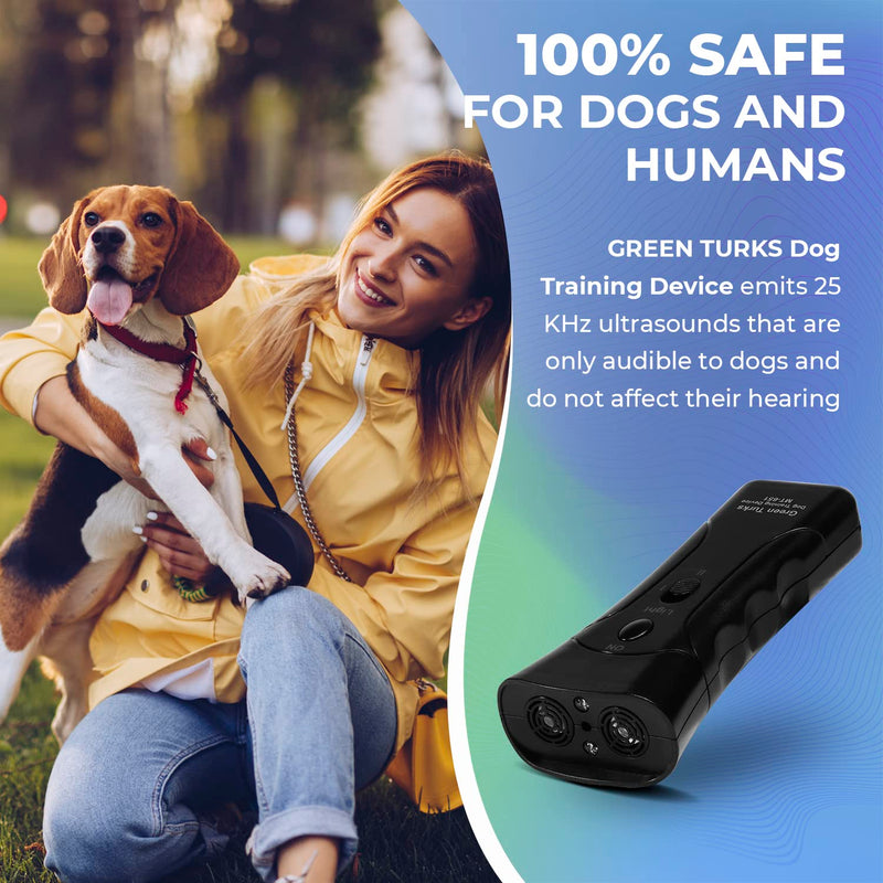 Ultrasonic Barking Deterrent Device – Stop Barking & Repel Aggressive Pets – Humane Training Tool, Anti Barking Device Outdoor Indoor, Bark Control, No Shock Collar Alternative, Portable LED