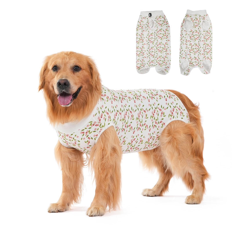 Dog Surgery Recovery Suit, Anti-Licking Postoperative Shirt for Female Spay Male Neuter, Breathable Onesie Soft Bodysuit for Abdominal Wound Skin Disease, Professional Alternative to Cone Cherry L
