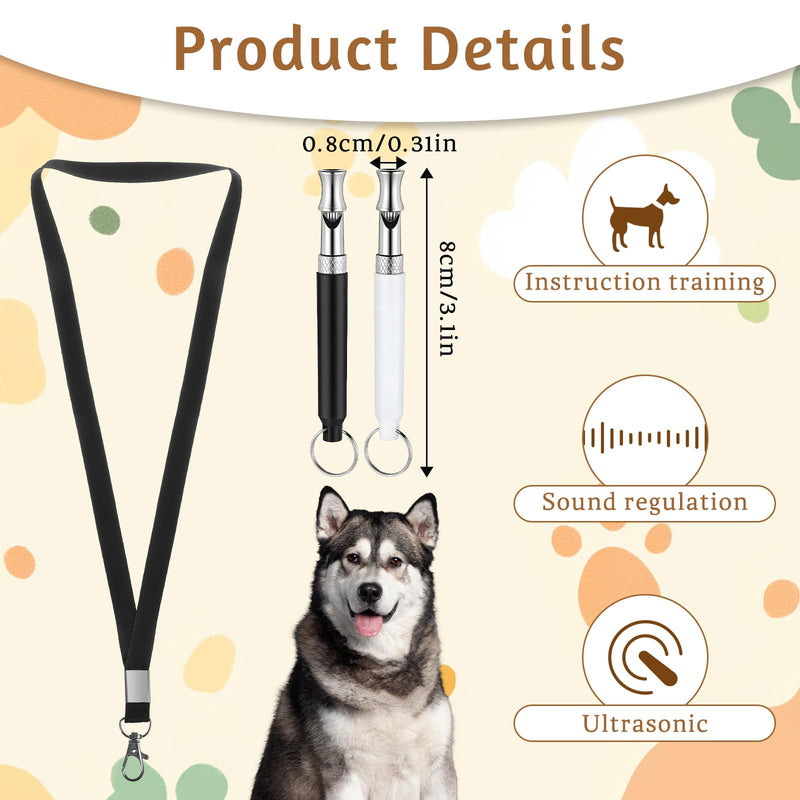 2 Pack Dog Whistle, Dog Whistle with Lanyard to Stop Barking Neighbors Dogs Adjustable Ultrasonic Silent Dogs Professional Recall Whistles Helpful for Training Recall - PawsPlanet Australia