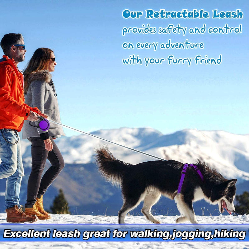 Heavy Duty Retractable Dog Leash-16ft Strong & Durable Walking Leash for S to L Dogs up to 45/115 lbs, Upgraded Lock System, Non Slip Grip, Tangle Free (Small/Medium, Purple) Small/Medium (Pack of 1) - PawsPlanet Australia