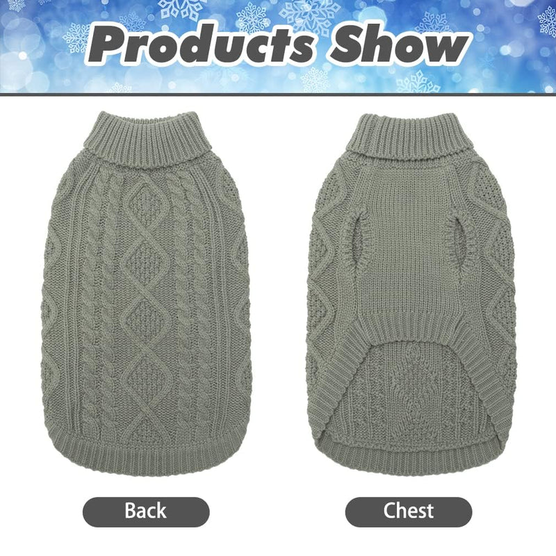 BINGPET Thermal Knitted Dog Sweater for Small Medium Large Dogs,Winter Dog Cat Coat Warm Sweartershirts Outfits,Classic Cable Knit Turtleneck Pullover Dog Jumper Coat Warm Sweartershirts Grey - PawsPlanet Australia