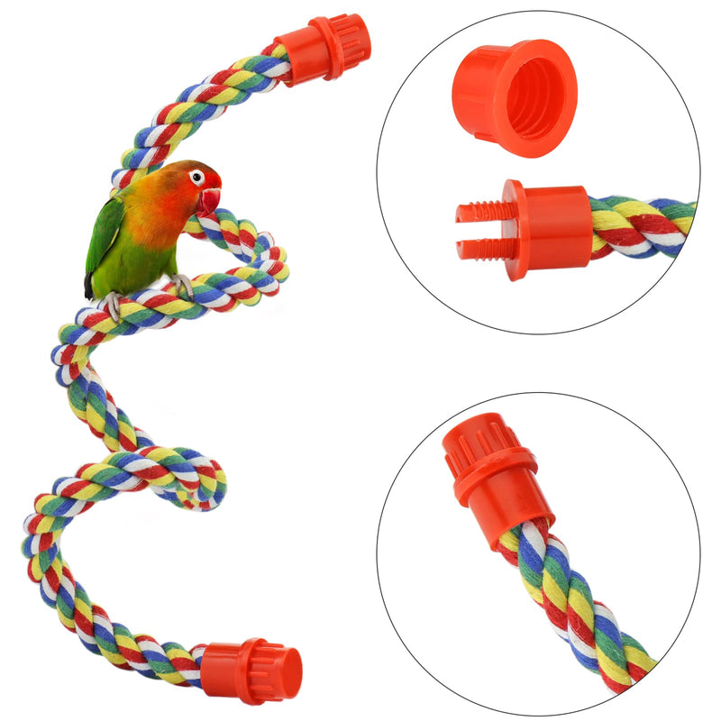 Bird Rope Perches for Parrots, Cockatiels, Parakeets, Budgie Cages Comfy Birds Colorful Rope Toy (31.5inch Plastic nut) 31.5inch plastic nut - PawsPlanet Australia