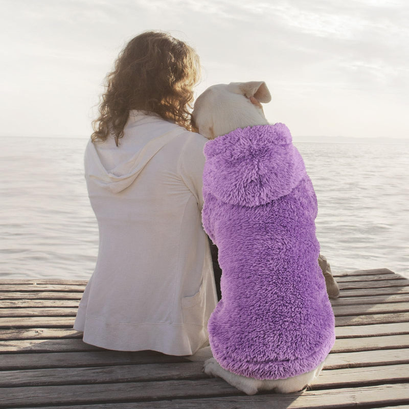 Fuzzy Dog Hoodie Dog Sweaters for Large Dogs Soft Double-Sided Plush Fleece Pet Sweater Pet Clothes Coats Hoodie Sherpa Hooded Sweatshirt(Purple-XXL) XX-Large Purple - PawsPlanet Australia