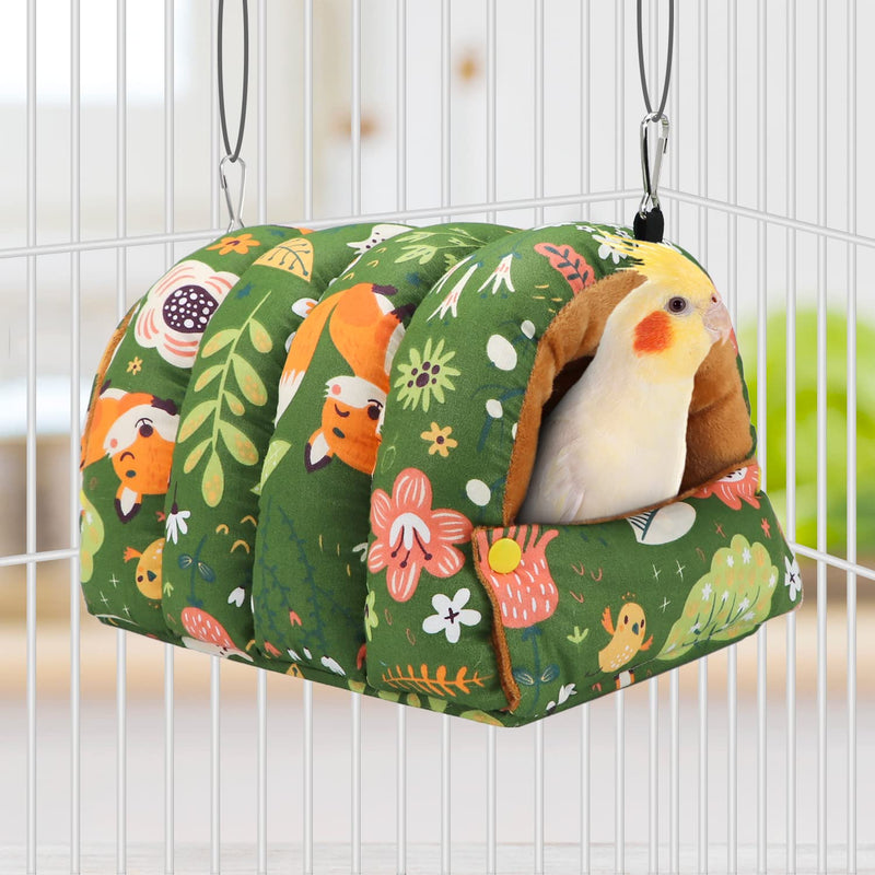 Wontee Bird Nest House Winter Warm Snuggle Hut Bird Bed Hanging Hammock for Parrots Budgies Parakeets Caique Senegal Cockatiels Conures (Large, Green) Large