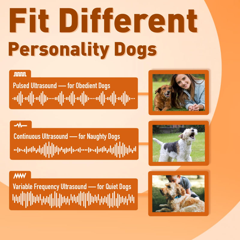 Dog Bark Deterrent Devices - Anti Barking Device for Dogs Indoor & Outdoor Up to 50 Ft, Rechargeable Ultrasonic Dog Barking Silencer with 3 Adjustable Modes Safe for Dogs & People Orange - PawsPlanet Australia