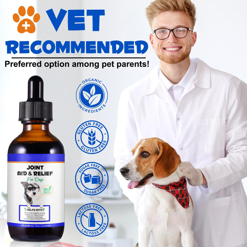 Dog Joint Supplement Liquid, Bacon Flavor Hip & Joint Glucosamine Drops for Dogs, Supports Joint Health, Dog Joint Pain Relief Treats Enhances Mobility, Joint Supplement for Dogs (60ml/2 fl.oz) - PawsPlanet Australia