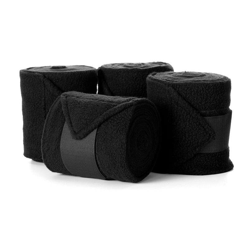 Equinavia Luna 9' Fleece Polo Wraps, Set of 4 Horse Leg Bandages with Storage Bag | Black - One Size - Black - One Size