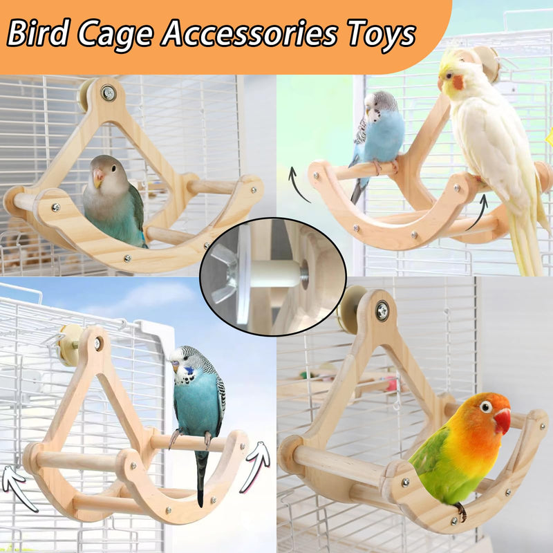 Bird Perch Toy,Wooden Rocking Perch Exercise Wheel, Interactive Bird Intelligence Puzzle for Animals Parrot,Green Cheeks, Baby Lovebird, Chinchilla, Budgie - PawsPlanet Australia