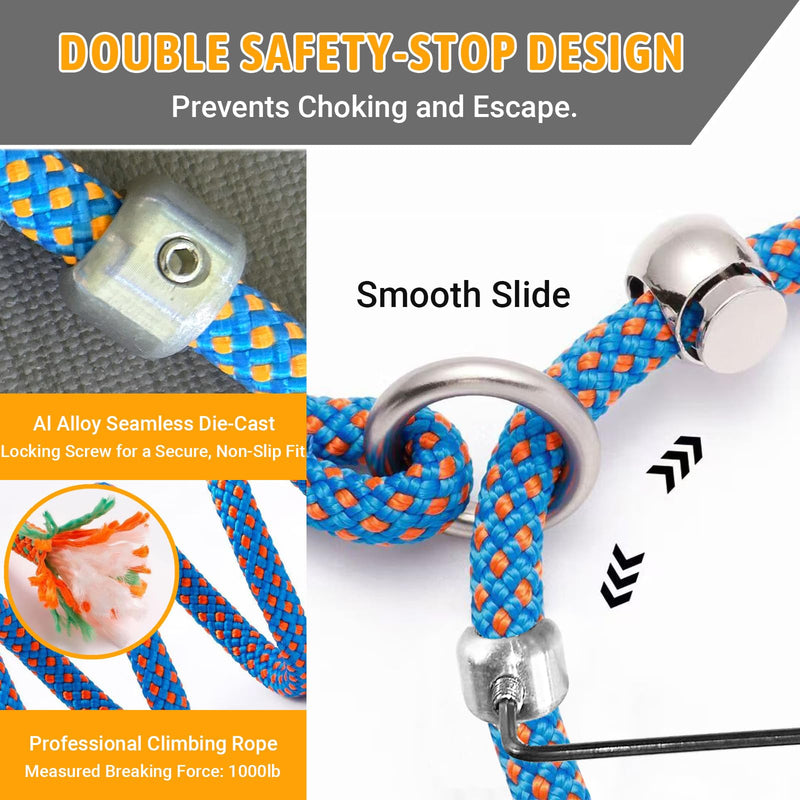 Slip Leads for Dogs with Comfort Memory Foam Handle & Rock Climbing Rope, 5.9FT Heavy Duty No-Pull Leash, 360° Swivel with Screw Lock for Small Medium Large Dogs (Blue) - PawsPlanet Australia