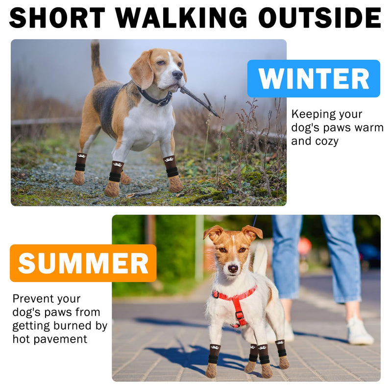SCENEREAL Dog Socks to Prevent Licking Paws for Hot/Cold Pavement, Dog Boots & Paw Protectors for Small Medium Large Dogs, Senior Dog Grippy Socks Booties for Hardwood Floors Winter Outdoor, Khaki L L(Pack of 4) - PawsPlanet Australia