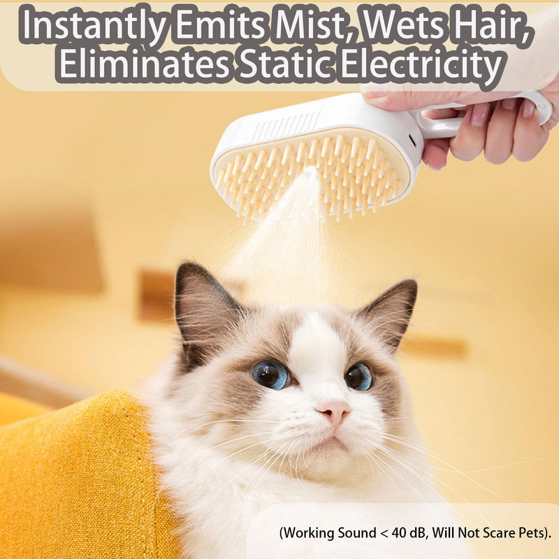 cat steam brush for shedding -4 in 1 Rechargeable Steam Brush for Cats and Dogs, Anti-static, Massage, Cleaning, Shedding & Combing All In One!grooming tool for cats and dogs（Beige） Beige01 - PawsPlanet Australia