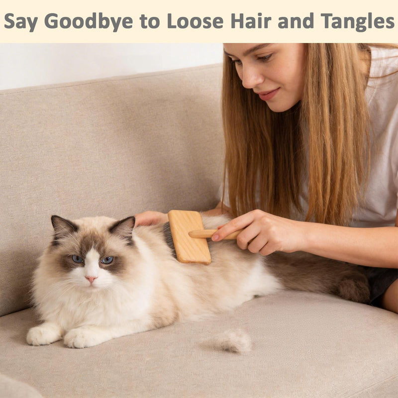 Slicker Brush for Dogs and Cats, Grooming Brush for Long & Short Hair Dogs - Gently Reduce Shedding, Remove Loose Hair, Tangles & Mats, with Coated Bristles, Ergonomic Handle - PawsPlanet Australia