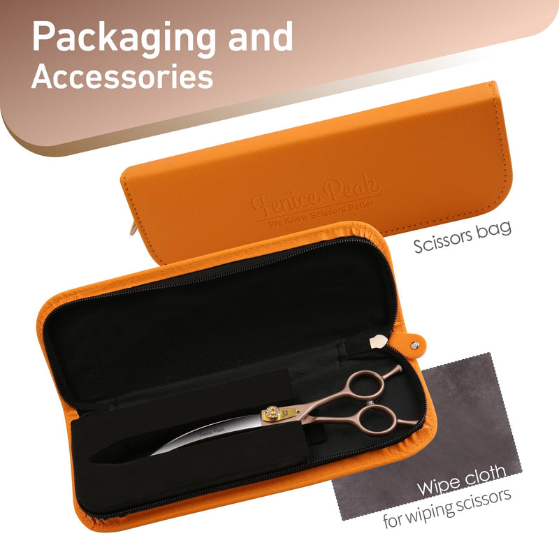 Fenice Peak 45° Extra Curved Dog Grooming Scissors 440C Stainless Steel 7.5'' Big Arc Curved Shears Rose Gold Sharp and Durable Trimming Scissors for Dogs and Cats - PawsPlanet Australia