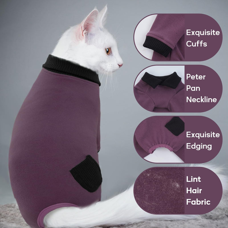 QBLEEV Cat Pajamas for Cats Only, Sticky Hair Cat Clothes, Cat Onesie for Cats After Surgery Female Male, Surgical Cat Recovery Suit Full Bodysuit, Long Sleeve Cat Shirts Outfits to Prevent Licking Small Fuchsia - PawsPlanet Australia