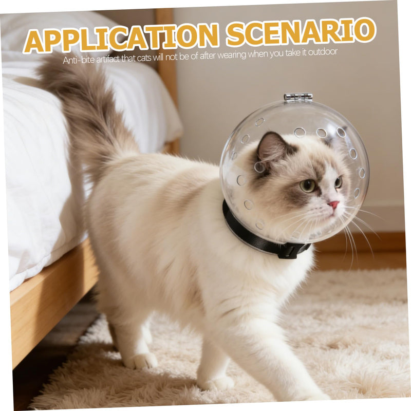 OUNONA Safe Breathable ABS Cat Head Collar with Lightweight Design and Adhesive Closure for Outdoor Use Against Licking and Biting