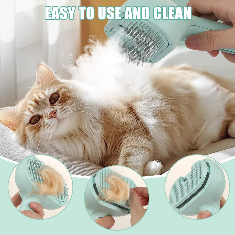Pet Hair Remover, Pet Grooming Brush Hair, 3 in 1 Dog Steam Grooving Comb, Multi-Function Dog Hairdressing Spray Brush (Green) - PawsPlanet Australia