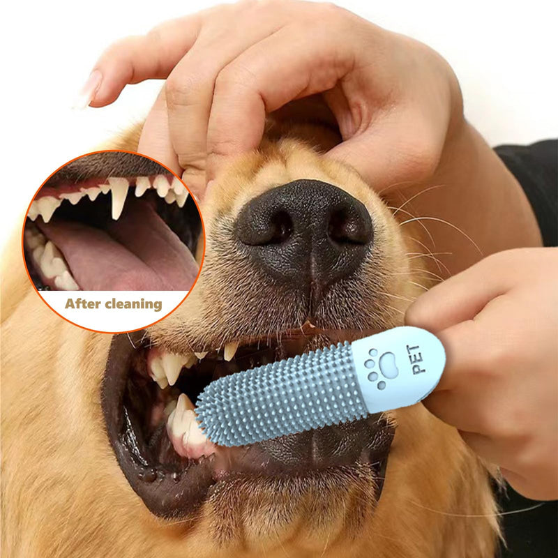 3 Pack Plaque Off Toothbrush for Dogs and Cats, 360° Silicone Pet Toothbrush with Protective Case, Pet Safe Silicone Puppy Teeth Cleaner for Teeth Cleaning Tartar Fights Bad Breath