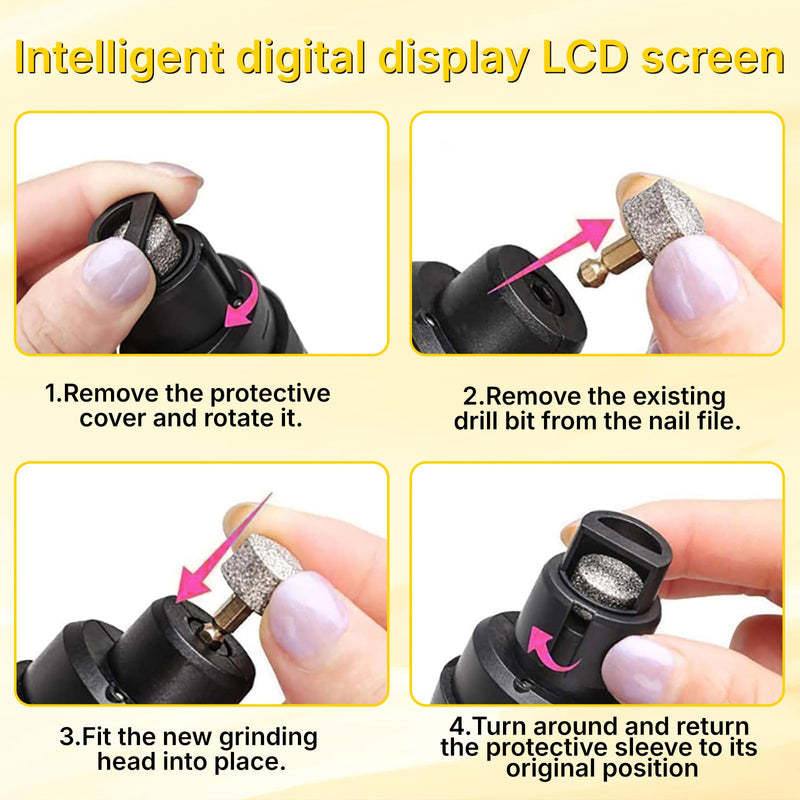Silent Groom Pro Dog Nail Grinder with 3 Heads & Brush - USB Rechargeable Electric Dog Nail Trimmer/Clipper for Cats and Dogs, Painless Pet Grooming Kit