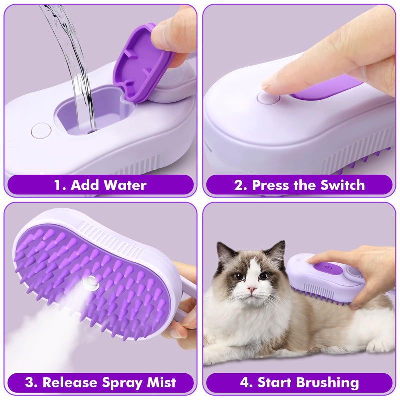 4-In-1 Cloud Care Cat Brush Brush for Shedding, Pet Steam Brushs for Indoor Long and Short Hair Cats and Dogs, Anti-Static, Massage, Cleaning, Shedding & Combing All In One - PawsPlanet Australia