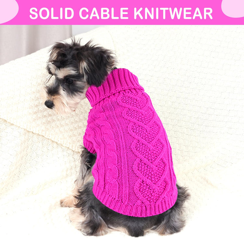 Small Dog Sweater Knitted Dog Sweaters for Small Dogs Girl Winter Puppy Clothes Turtleneck Dog Sweater Cute Dog Clothes Outfit for Chihuahua Classic Solid Dog Knitwear Pet Cat Sweater (Rose, Small) Rose - PawsPlanet Australia